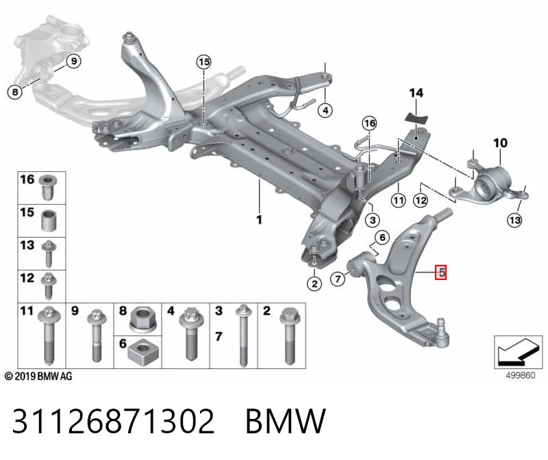 31126871302 BMW Важіль передньої підвіски нижній, правий