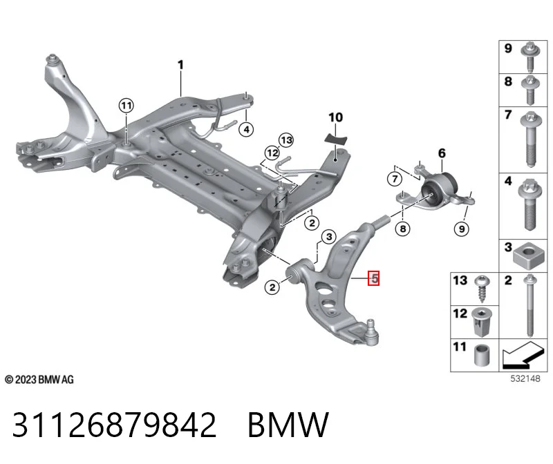 31126879842 BMW Важіль передньої підвіски нижній, правий