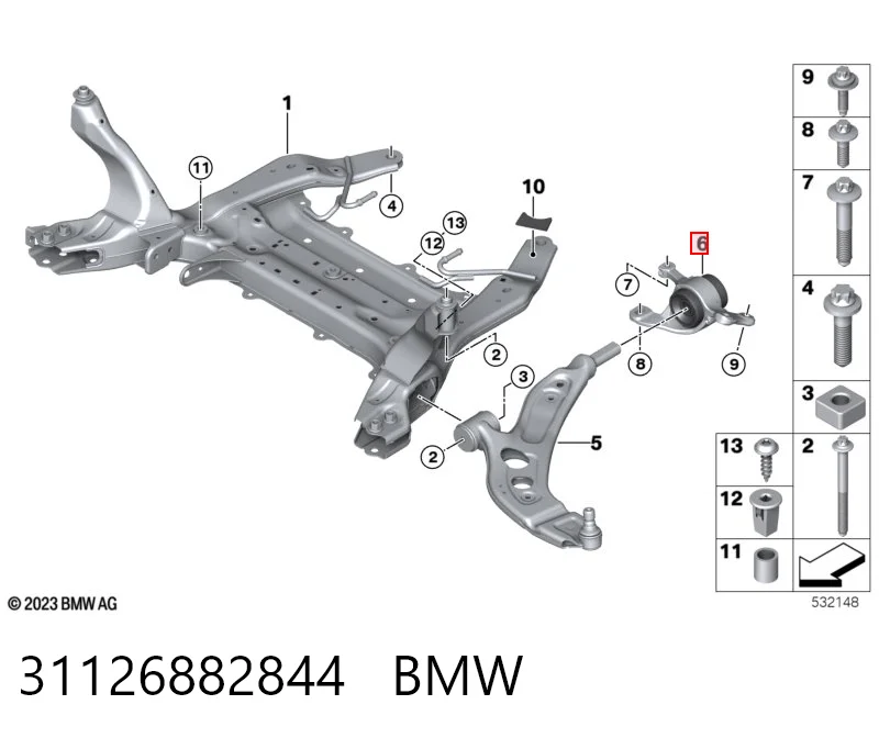 31126882844 BMW Сайлентблок переднього нижнього важеля