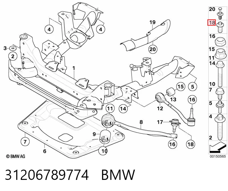 Болт кріплення передньої кульової опори до цапфи Posterparts BB2496 ціна, від 4.81 USD