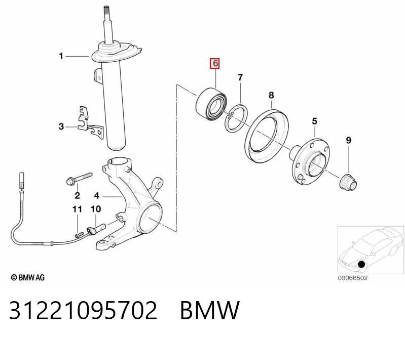 31221095702 BMW Підшипник ступиці пер/зад