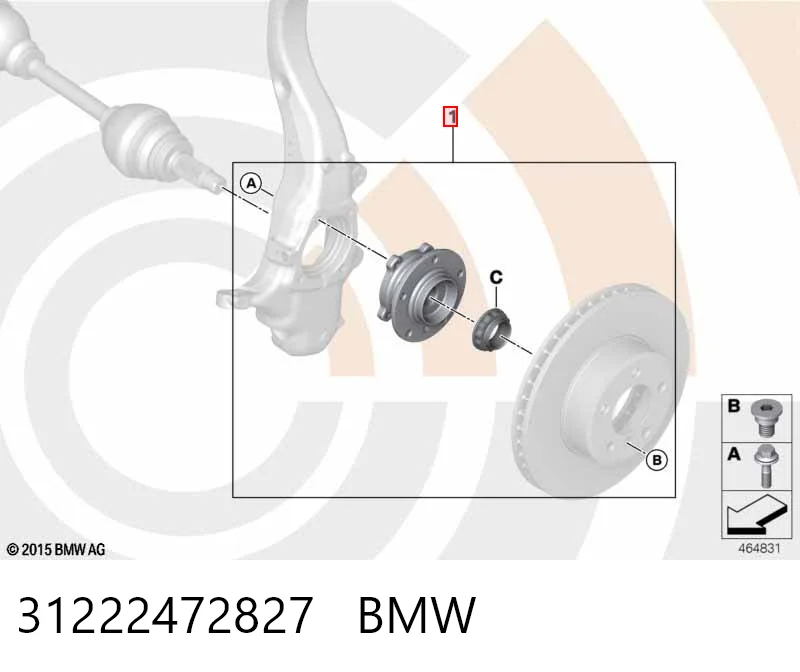 Маточина колеса передня BMW X6 позашляховик (E71) (2008 - 2014) ціна, від 114.25 USD