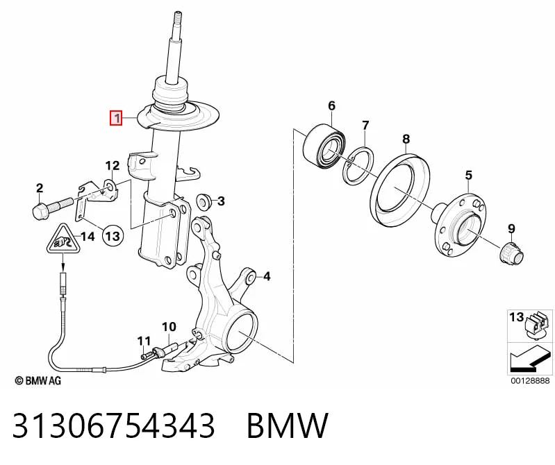 31306754343 BMW Ліва передня стійка