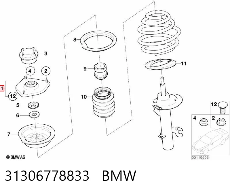 31306778833 BMW Кріплення переднього амортизатора