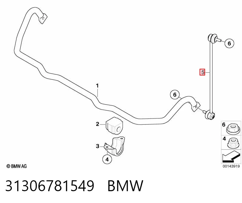 31306781549 BMW Стійка стабілізатора, переднього, ліва