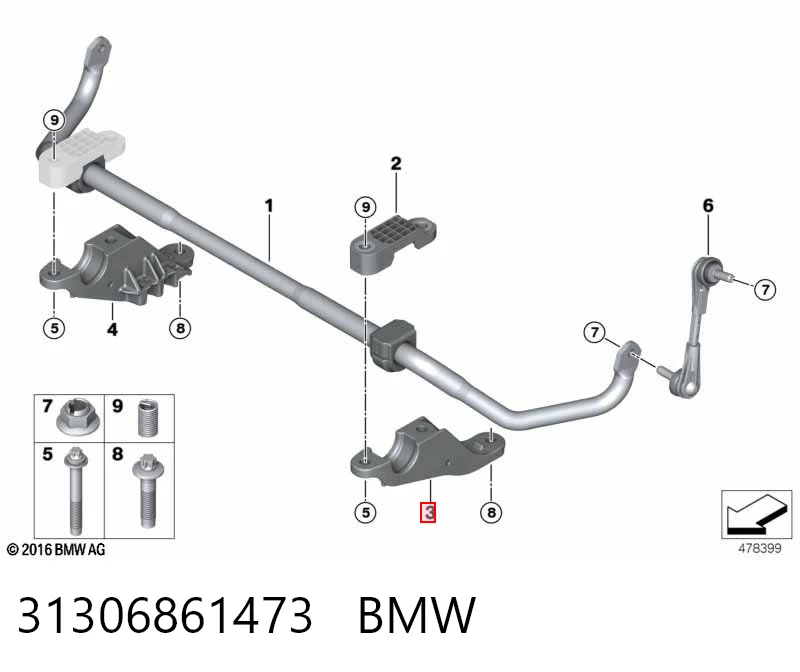 31306861473 BMW Хомут кріплення втулки стабілізатора, переднього