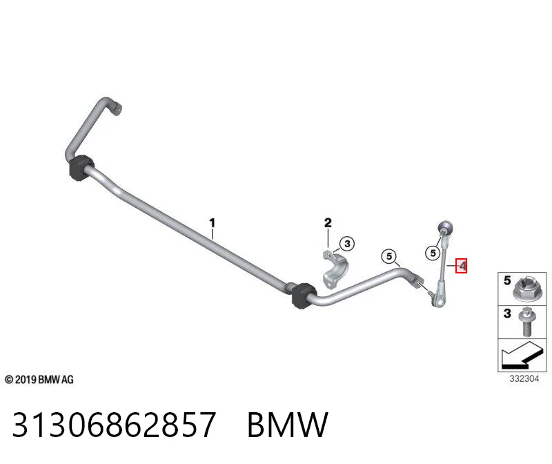 31306862857 BMW Стійка стабілізатора, переднього, ліва