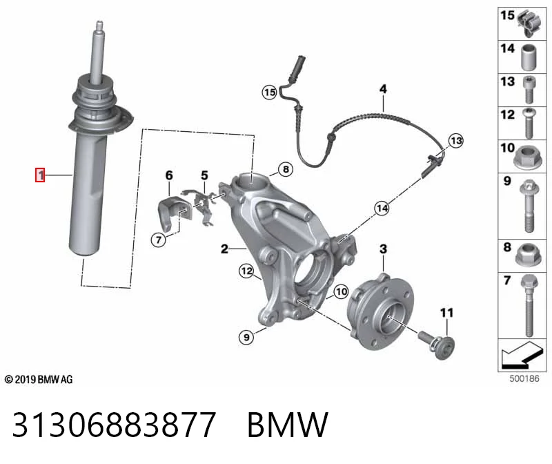 31306883877 BMW Ліва передня стійка