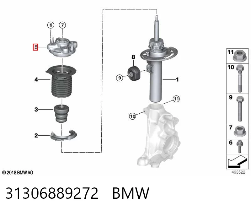 Подушка амортизатора переднього BMW 3 