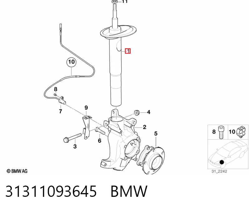 Амортизатор передній 1093645 BMW