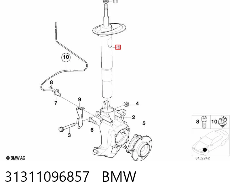 31311096857 BMW Стійка передня
