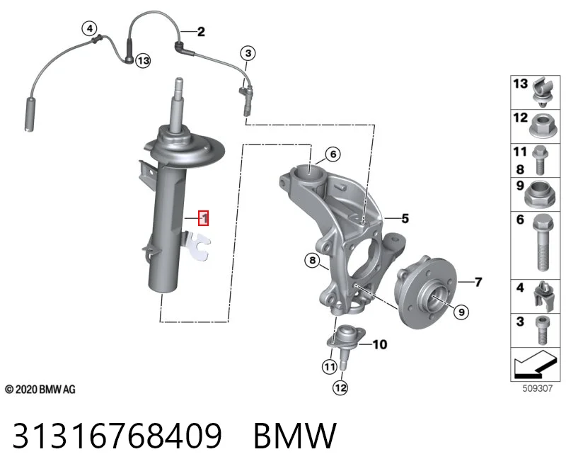 31316768409 BMW Ліва передня стійка