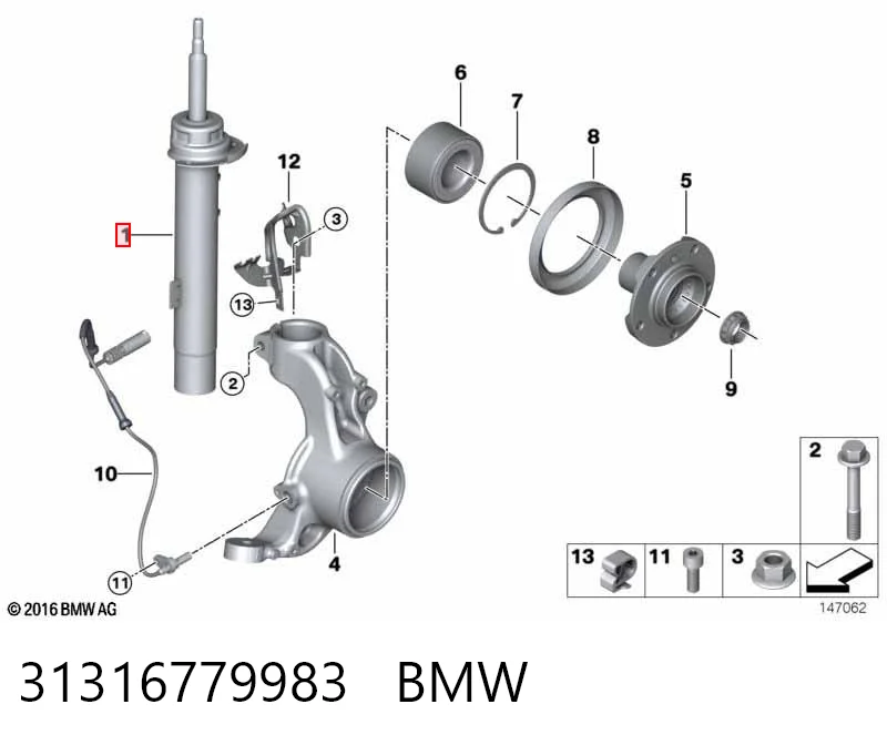 31316779983 BMW Ліва передня стійка