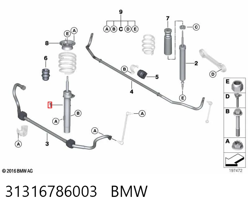 31316786003 BMW Ліва передня стійка