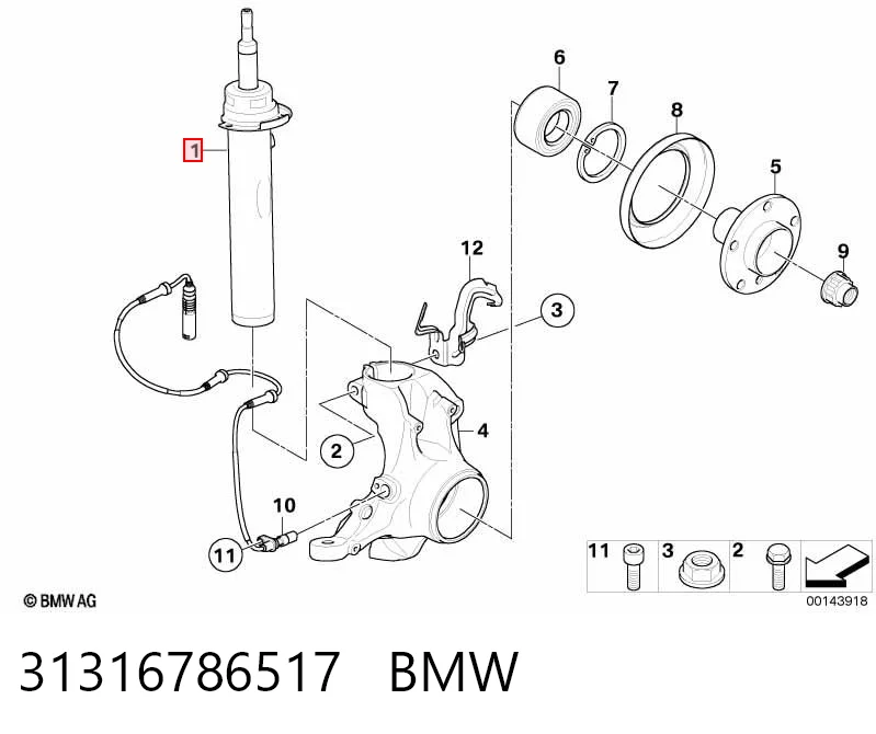 31316786517 BMW Ліва передня стійка