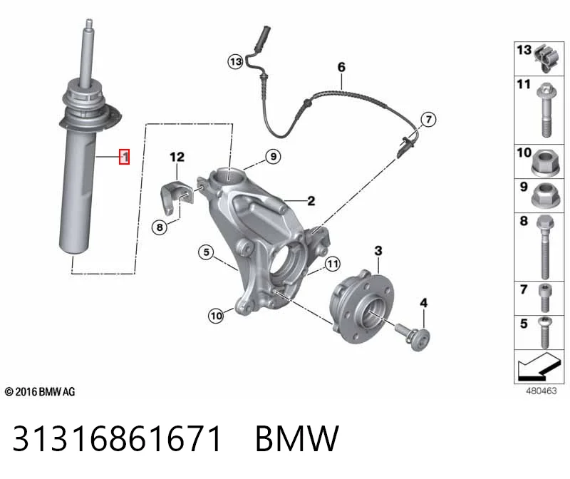 31316861671 BMW Ліва передня стійка