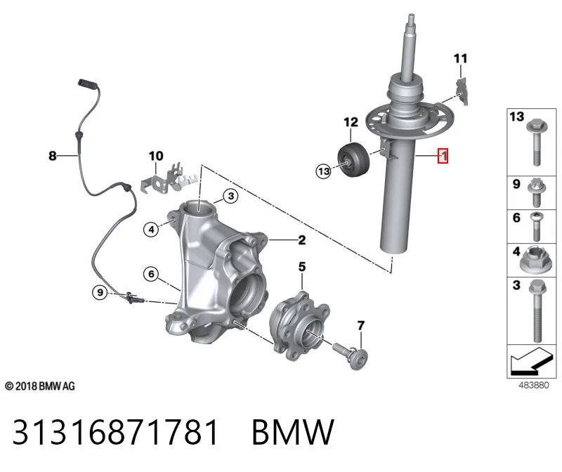 31316871781 BMW Ліва передня стійка