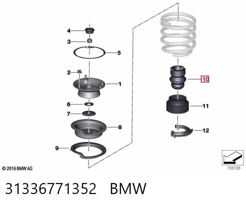 31336771352 BMW Буфер-відбійник амортизатора переднього