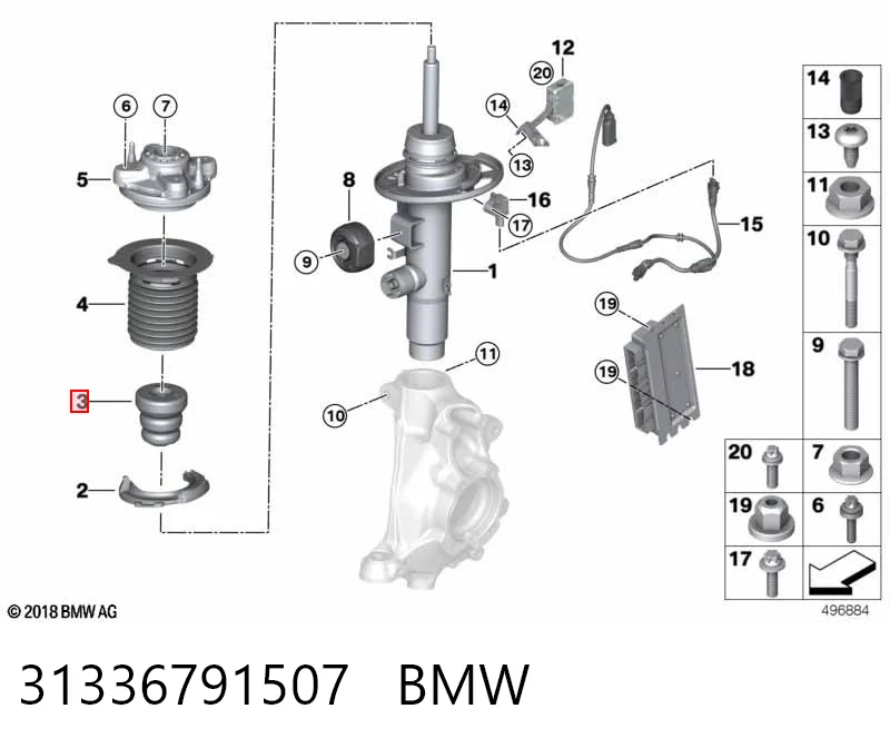 31336791507 BMW Буфер-відбійник амортизатора переднього