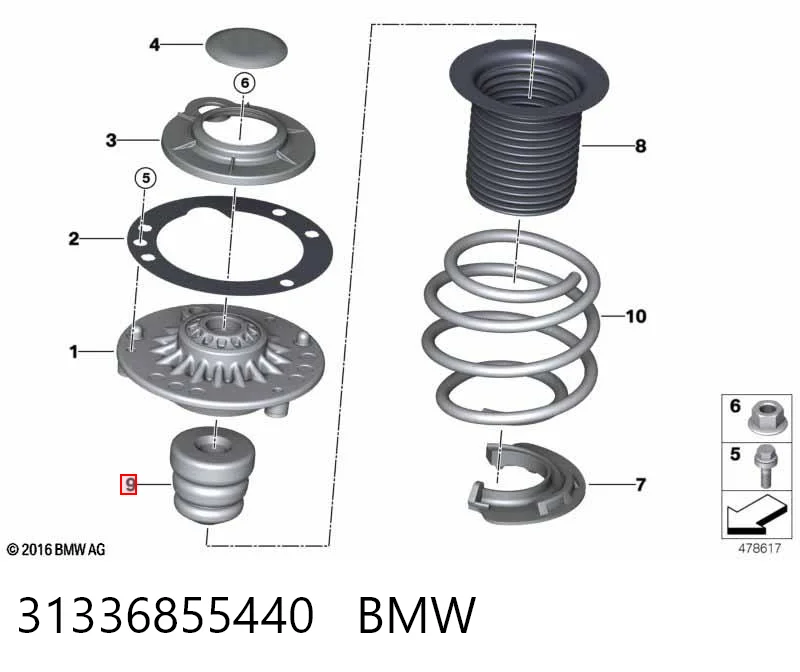31336855440 BMW Буфер-відбійник амортизатора переднього