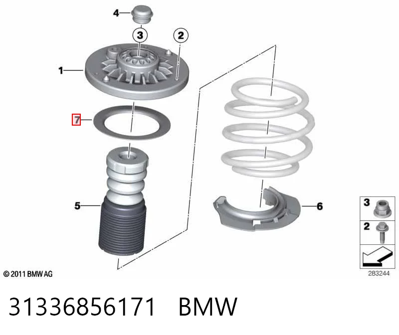 31336856171 BMW Проставка (гумове кільце) пружини передньої, верхня