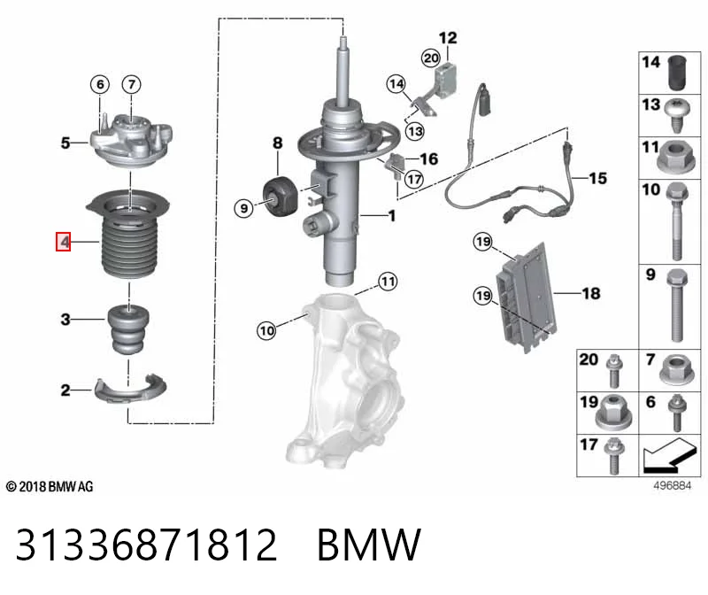 31336871812 BMW Пильник стійки передньої