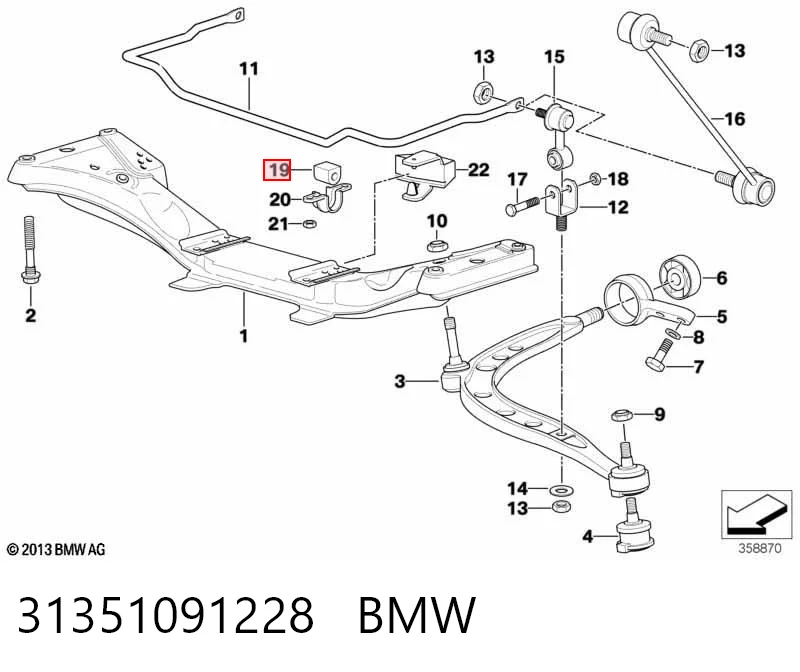 31351091228 BMW Втулка стабілізатора переднього