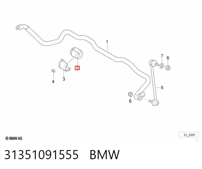 31351091555 BMW Втулка стабілізатора переднього