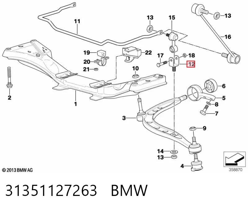 31351127263 BMW Кронштейн передньої стійки стабілізатора