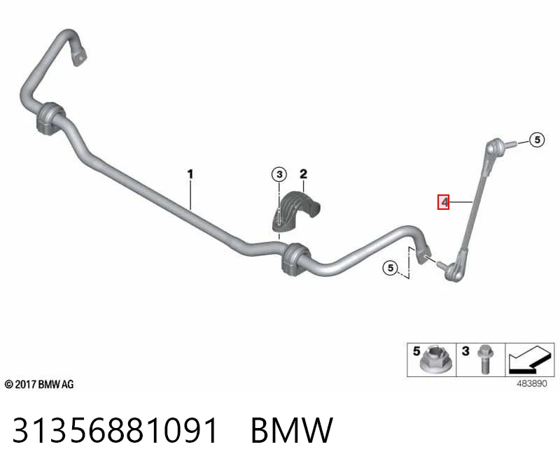 31356881091 BMW Стійка стабілізатора, переднього, ліва
