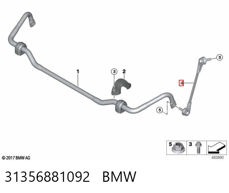31356881092 BMW Солдатик стабілізатора, переднього, правий