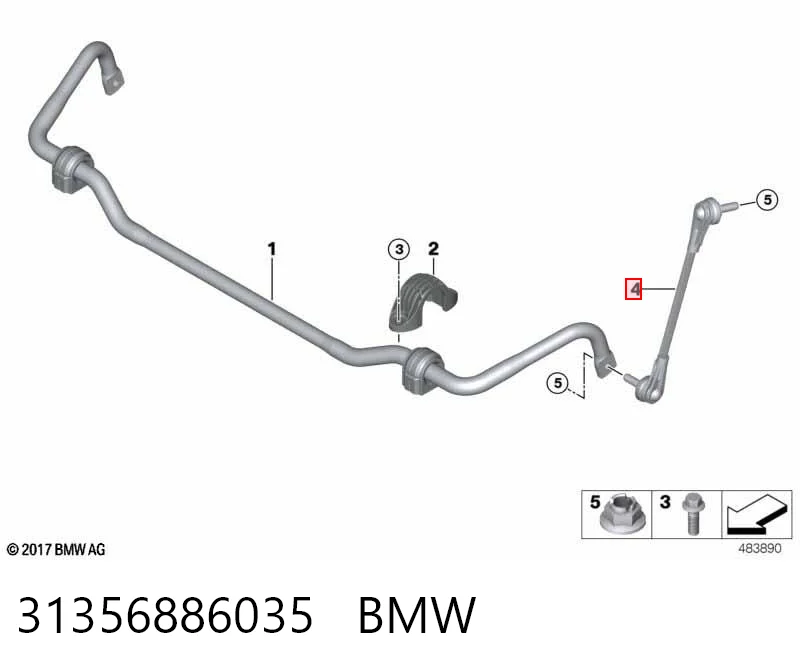 31356886035 BMW Стійка стабілізатора, переднього, ліва