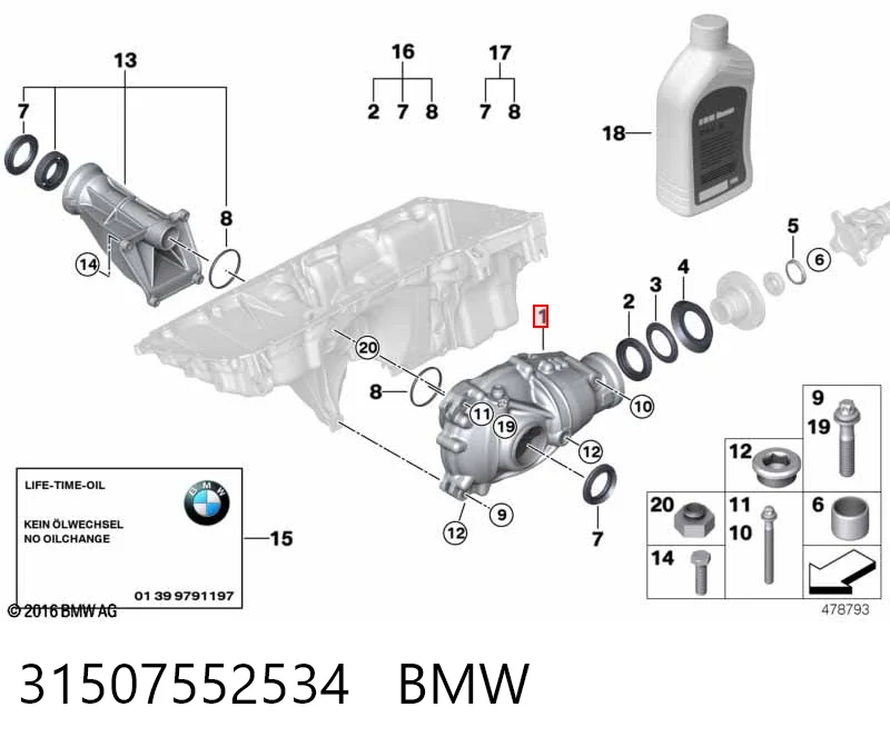 31507552534 BMW Редуктор переднього ведучого моста (головна передача)