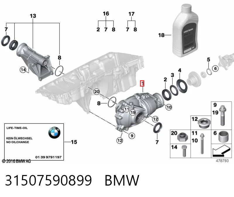 31507590899 BMW Редуктор колісний моста переднього