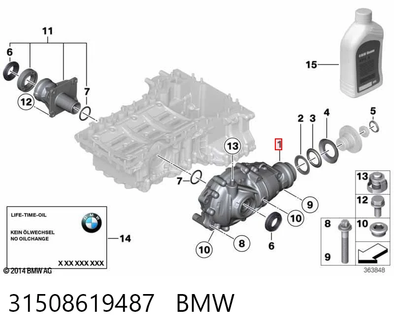 31508619487 BMW Редуктор переднього ведучого моста (головна передача)
