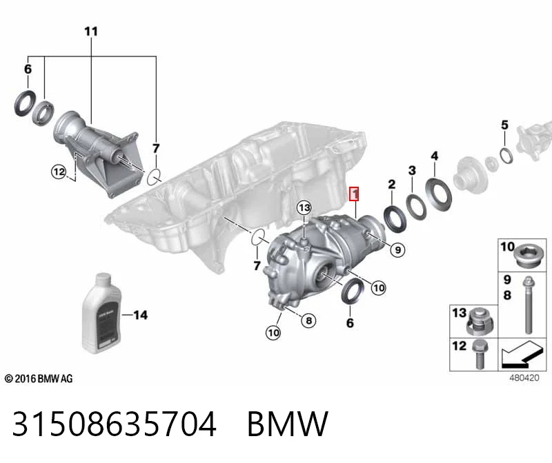 31508635704 BMW Редуктор переднього ведучого моста (головна передача)
