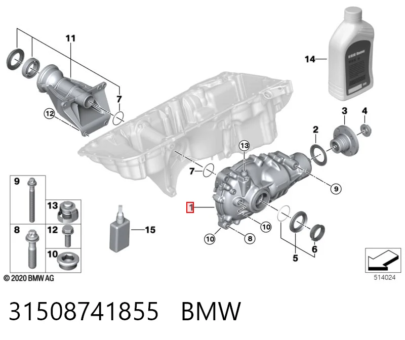 31508741856 BMW Редуктор переднього ведучого моста (головна передача)