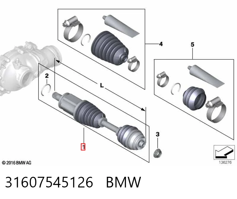 31607545126 BMW Привід передній правий