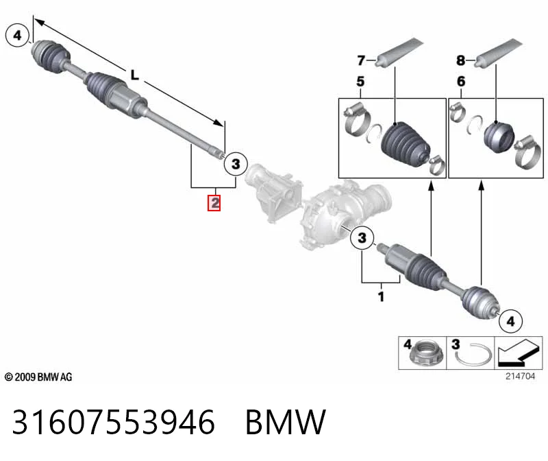 31607553946 BMW Привід передній правий