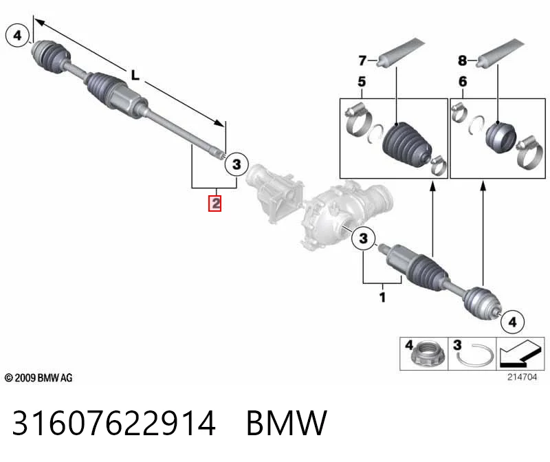 31607622914 BMW Привід передній правий