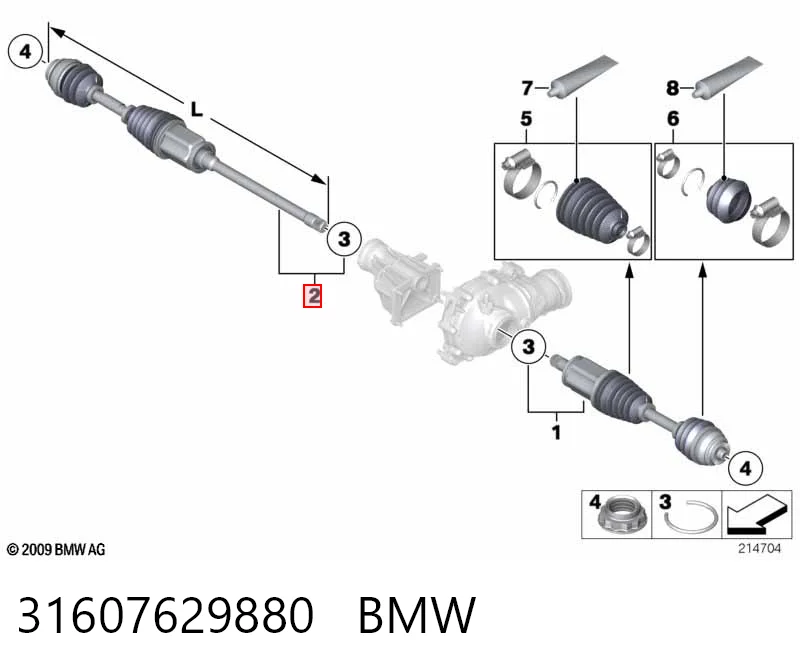 31607629880 BMW Привід передній правий