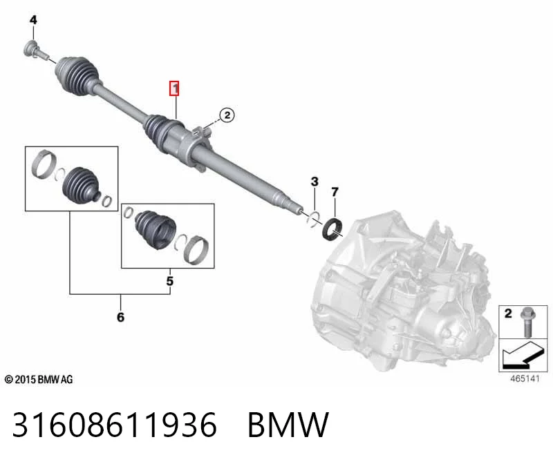 31608611936 BMW Привід передній правий