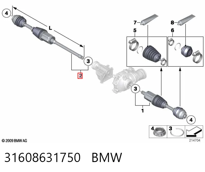 31608631750 BMW Привід передній правий