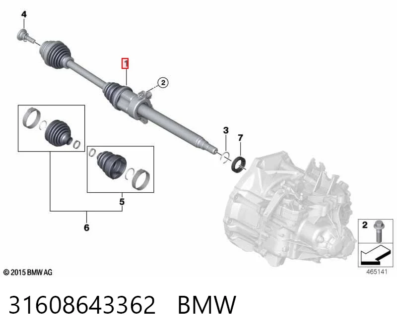 31608643362 BMW Привід передній правий