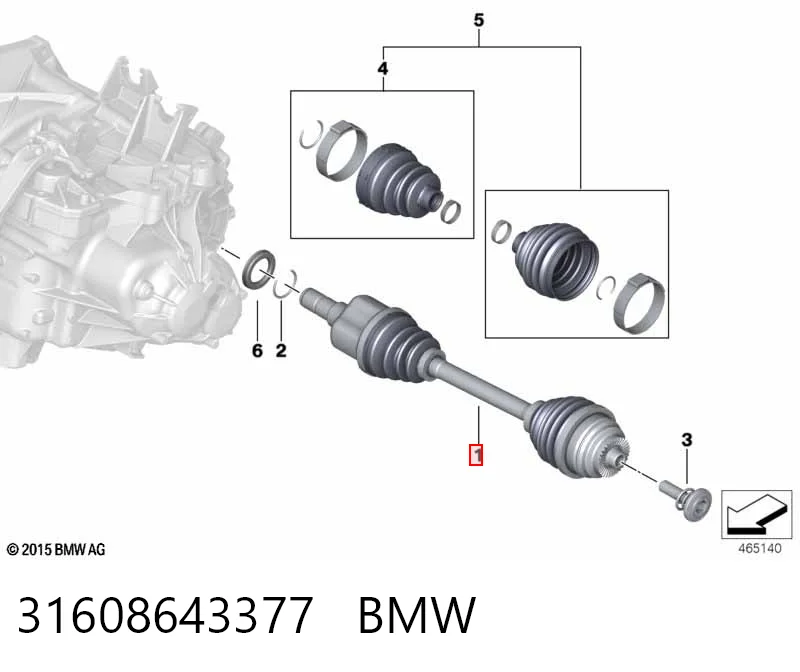 31608643377 BMW Привід лівий