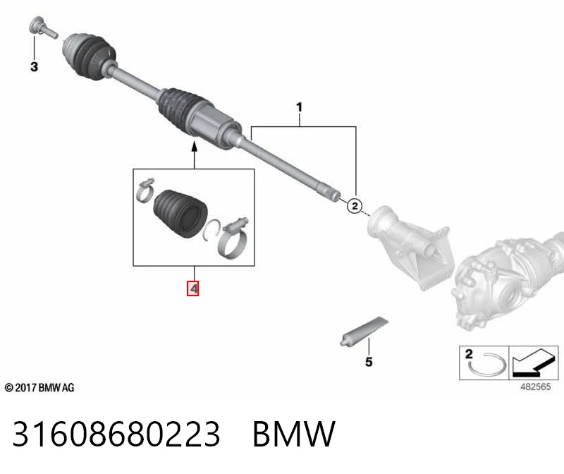 31608680223 BMW Пильник ШРКШ внутрішній, передній півосі