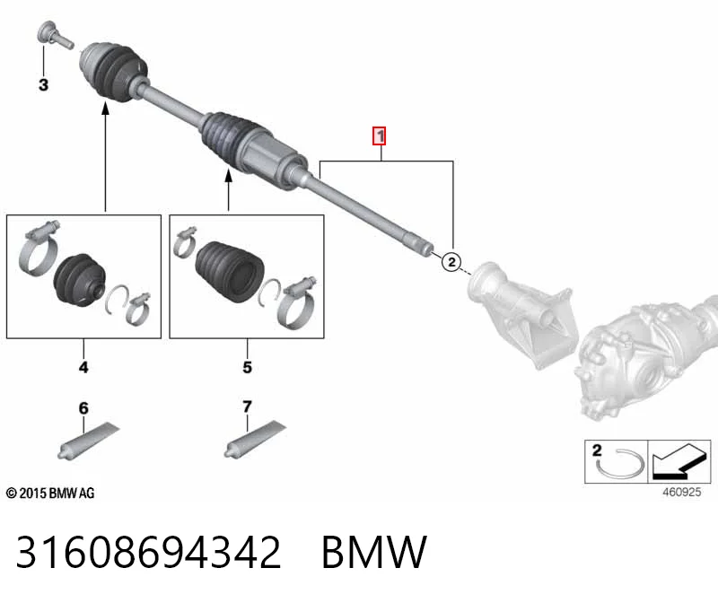 31608694342 BMW Привід передній правий