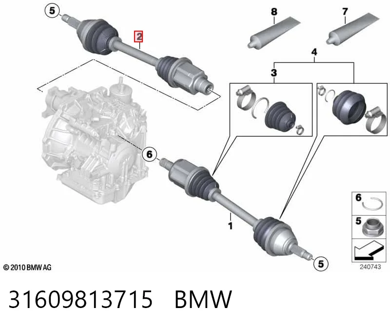 31609813715 BMW Привід передній правий