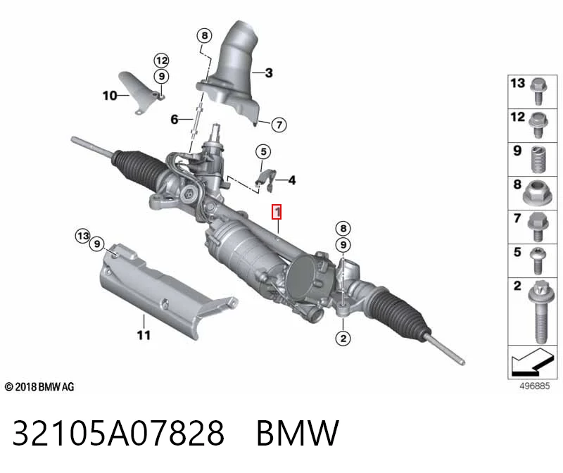 Рейковий рульовий механізм на BMW 3  G20, G80, G28