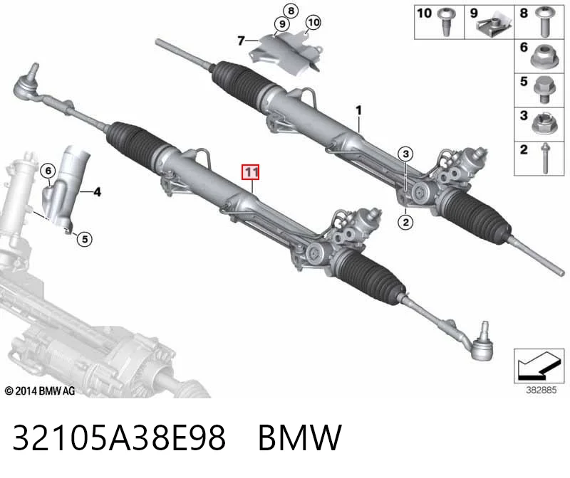32105A38E98 BMW Рейковий рульовий механізм